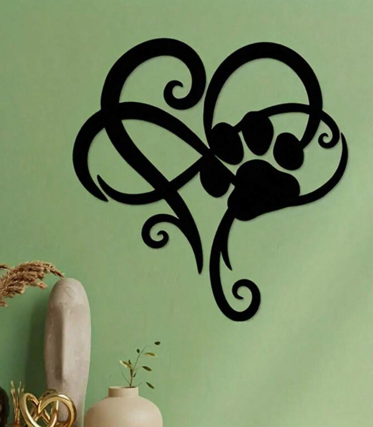 04 Punten.... Wanddecoratie - Hart met pootafdruk