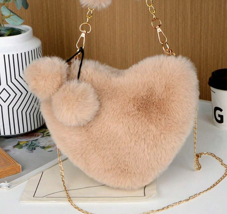 03 Punten.... Leuke hartjes tas in Plusche-  Div kleuren