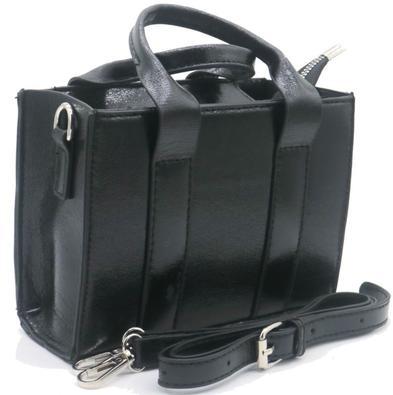 Zwarte handtas met strap en rits