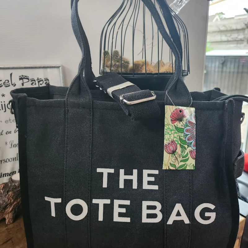 Stoffen zwarte middelgrote Tote Bag